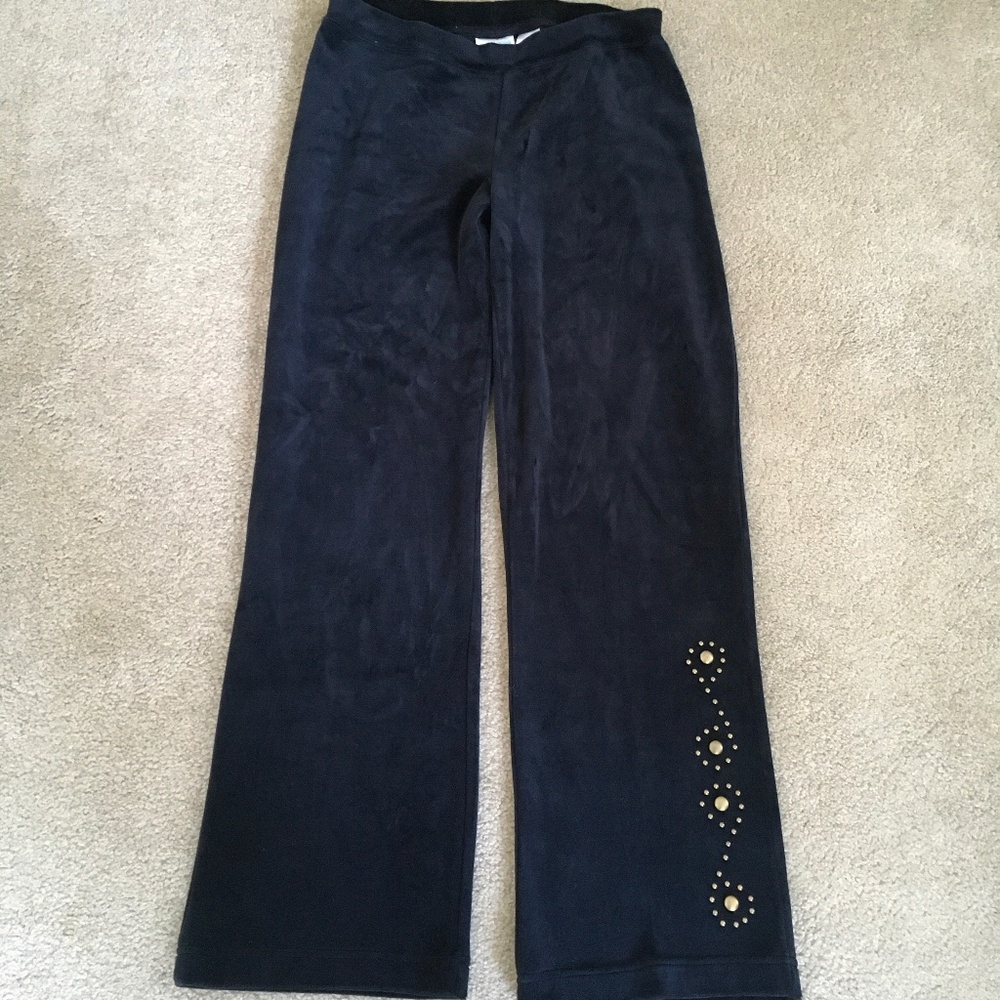 Darkest blue and gold wide leg pants with Stylish Embellishments size PS